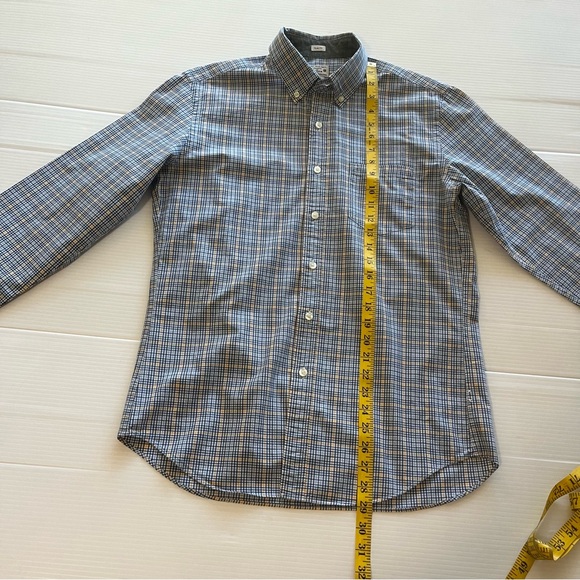 J. Crew Slim Fit Button Down Blue Yellow Paid Long Sleeve Shirt Size Medium - Picture 9 of 10